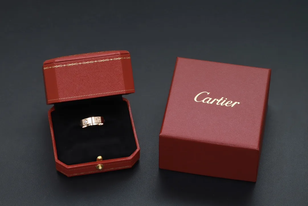 Love Three-Diamond Wide Band Ring (Gold-Plated Brass) D14517076 — view 4