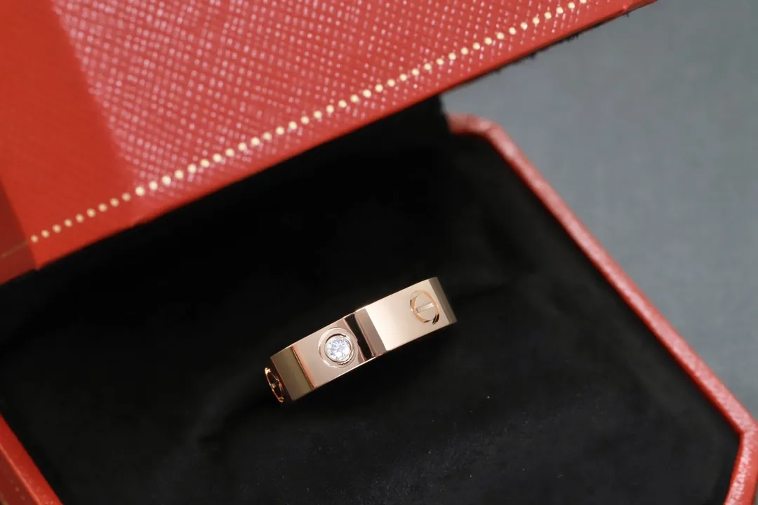 Love Three-Diamond Wide Band Ring (Gold-Plated Brass) D14517076 — view 6