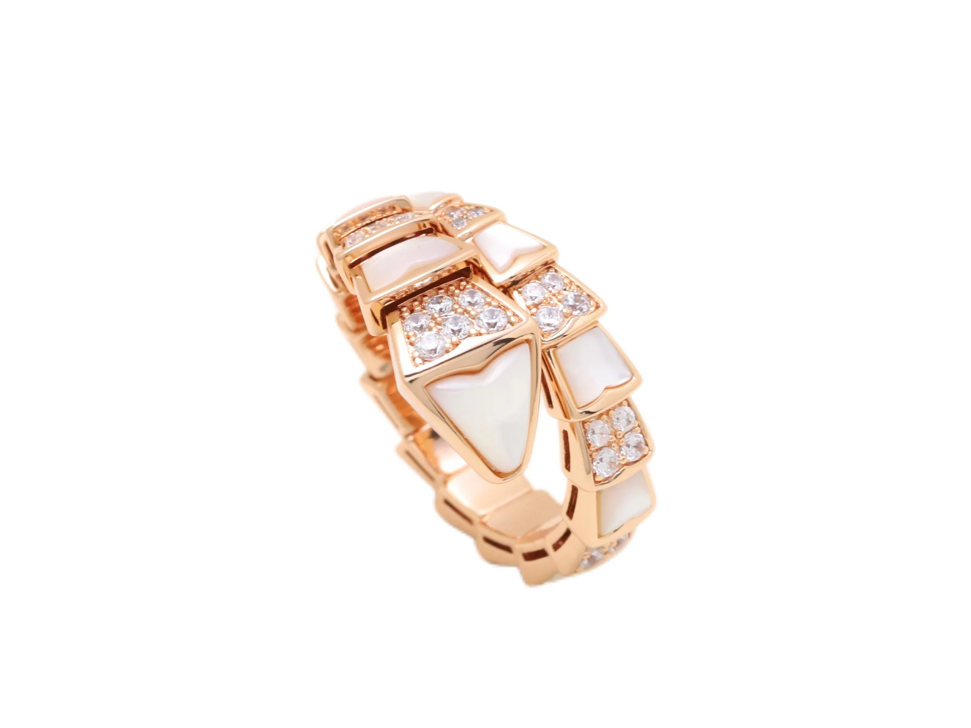 Serpenti Viper Ring with Mother-of-Pearl (Gold-Plated Brass) D21017323