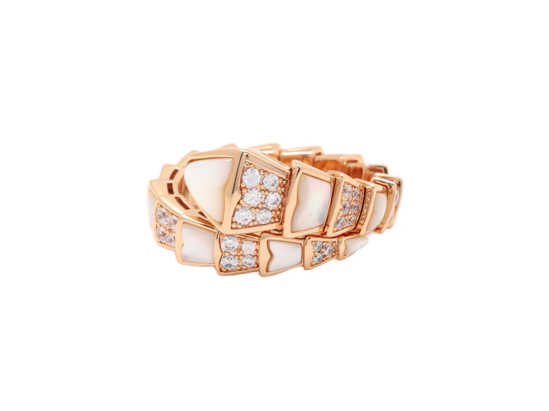Serpenti Viper Ring with Mother-of-Pearl (Gold-Plated Brass) D21017323 — view 2