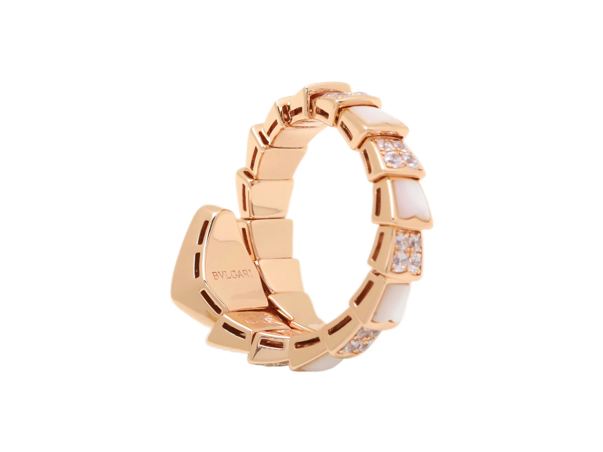 Serpenti Viper Ring with Mother-of-Pearl (Gold-Plated Brass) D21017323 — view 3