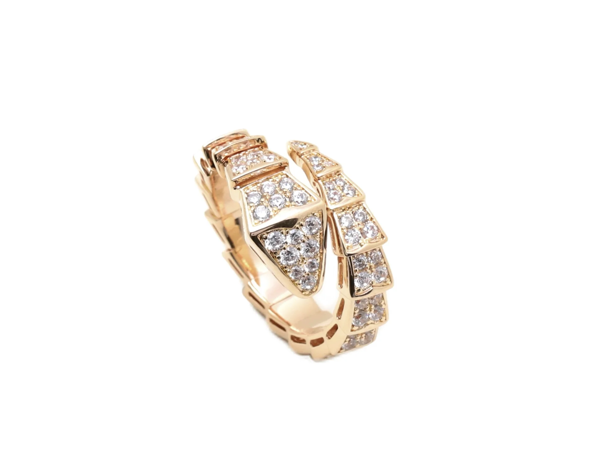 Serpenti-Inspired Crystal Snake Ring (Gold-Plated Brass) D17017640 — view 2