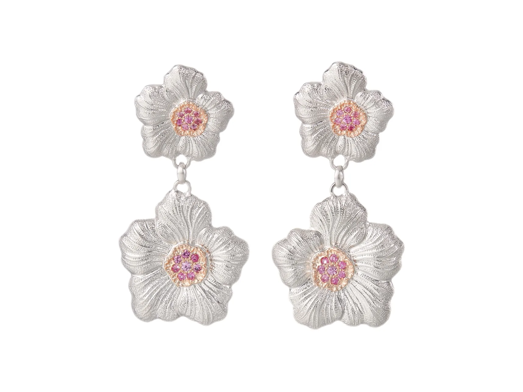 Gardenia Blossom Drop Earrings with Pink Stones D148016826
