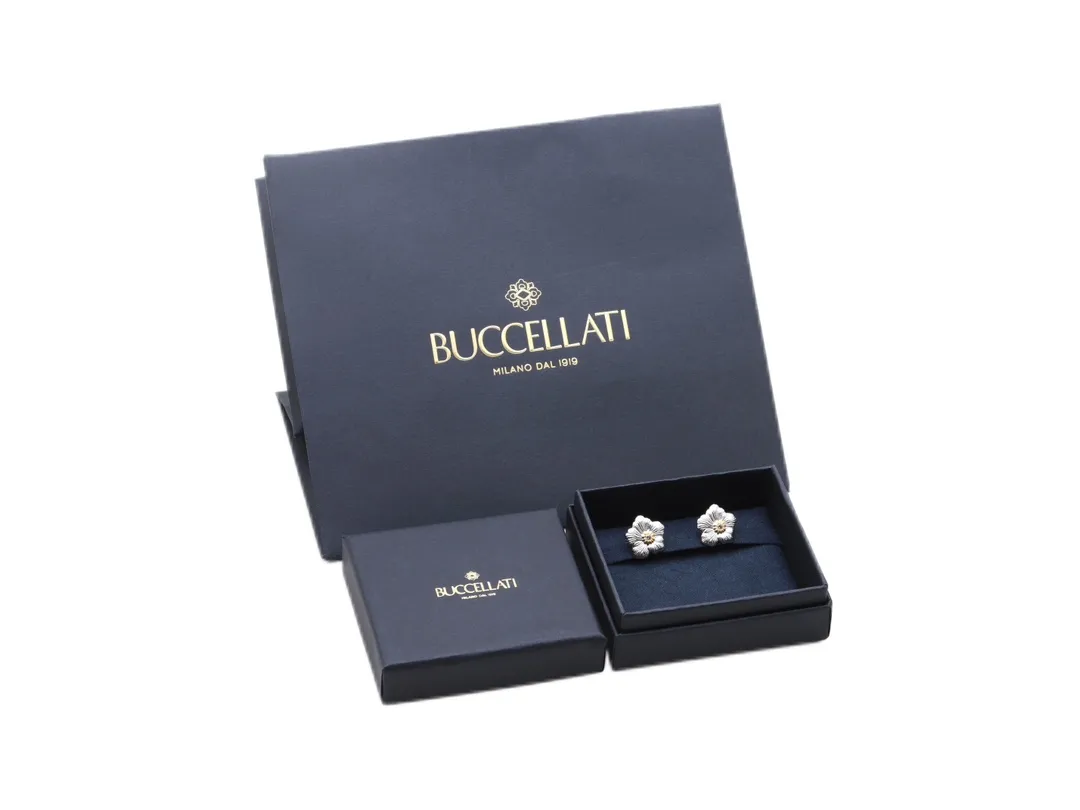 Gardenia Flower Stud Earrings with Brown Diamonds D34016835 — view 2