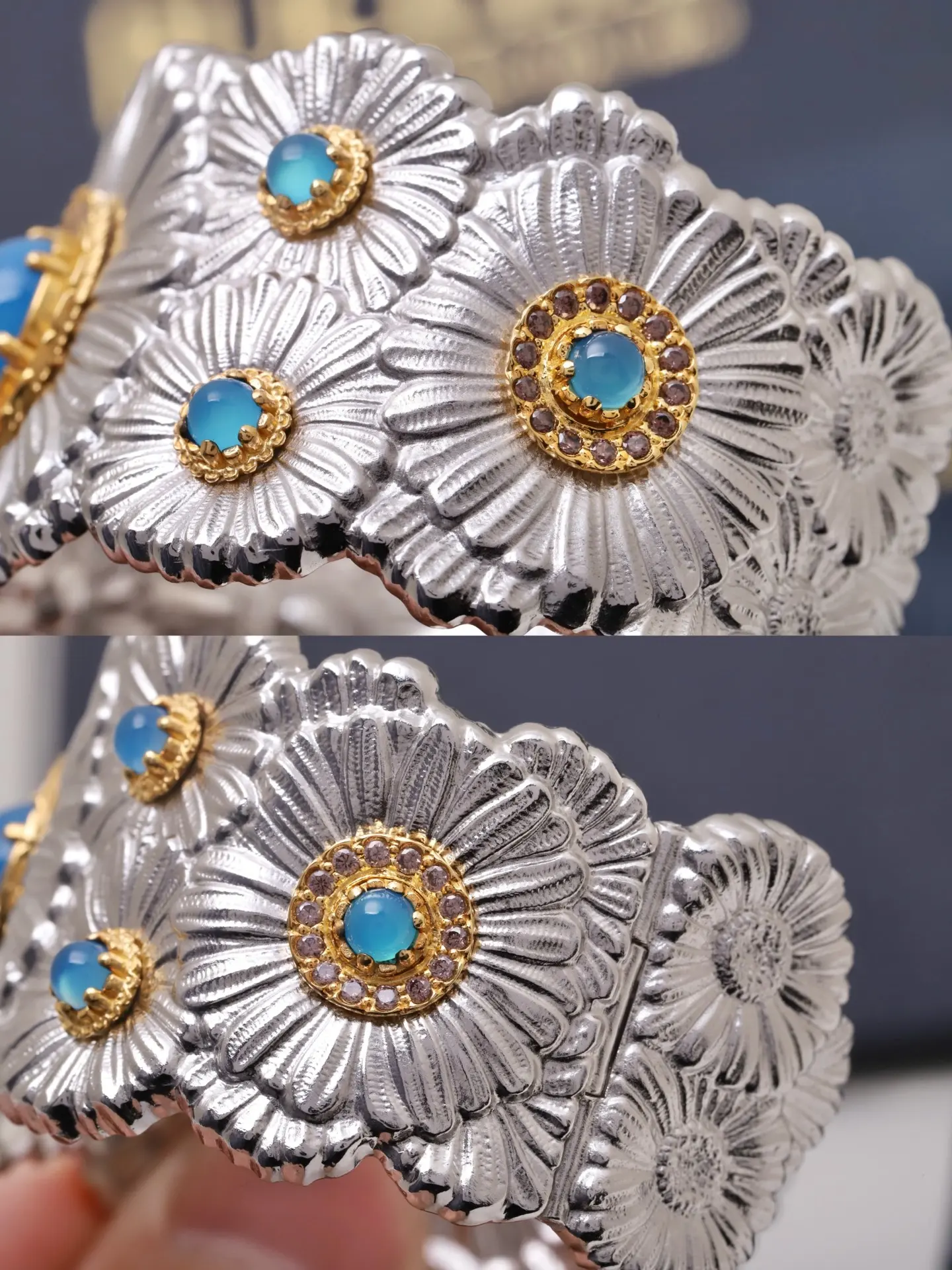 Buccellati Daisy Sapphire Wide Cuff Bracelet D261017506 — view 7