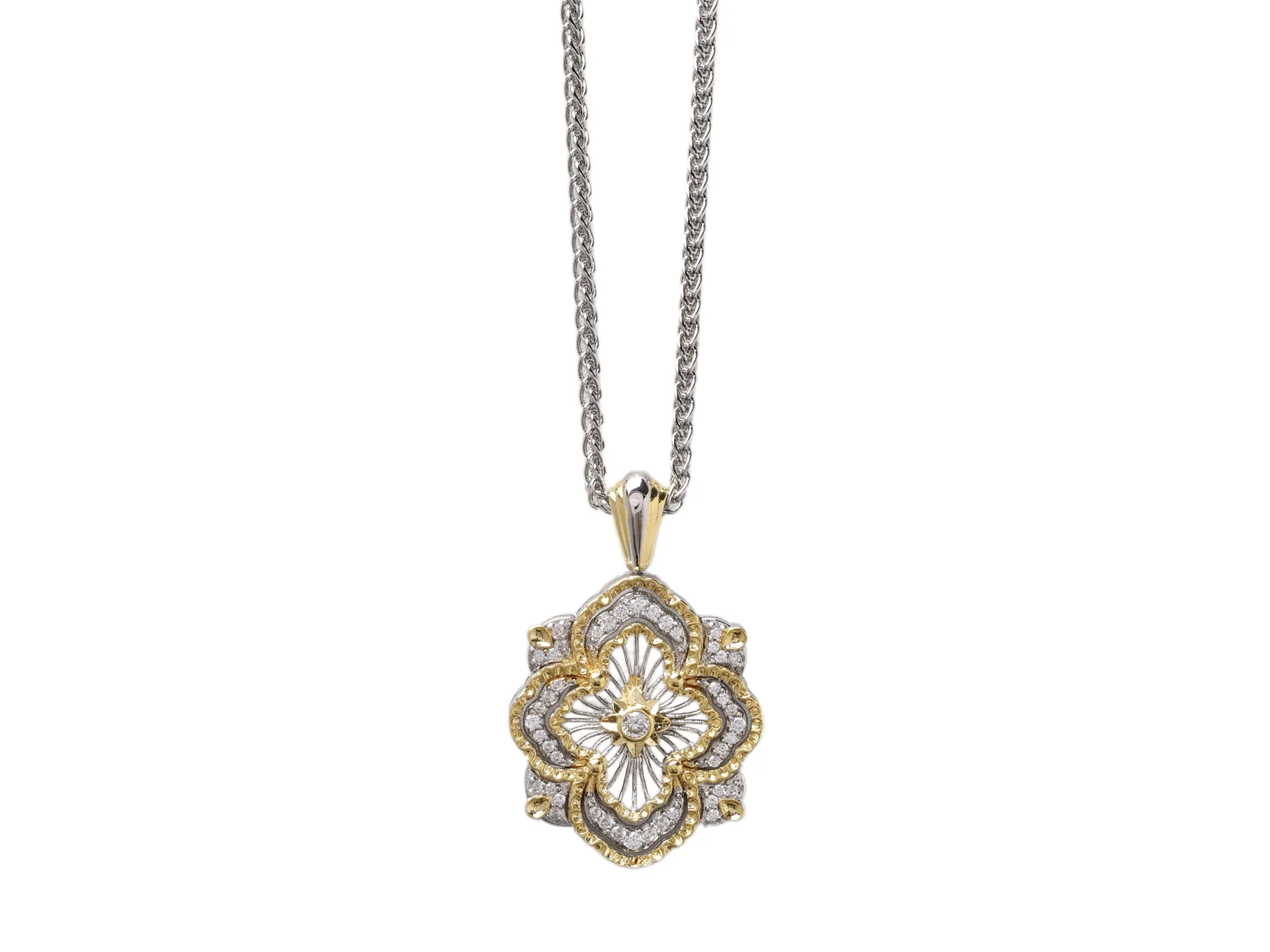 Opera Tulle Flower Pendant Necklace (Gold-Plated Brass) D12516758