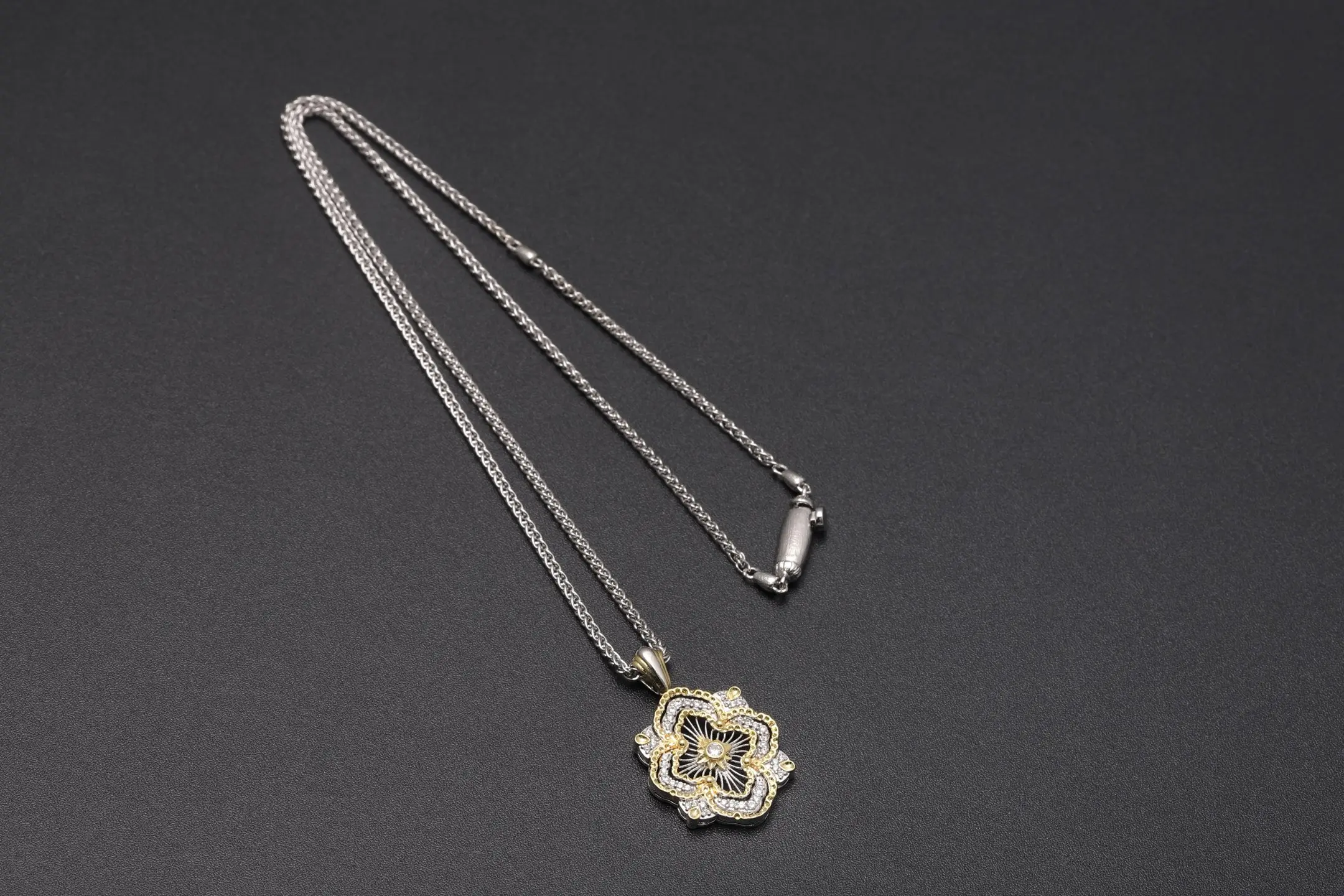 Opera Tulle Flower Pendant Necklace (Gold-Plated Brass) D12516758 — view 8