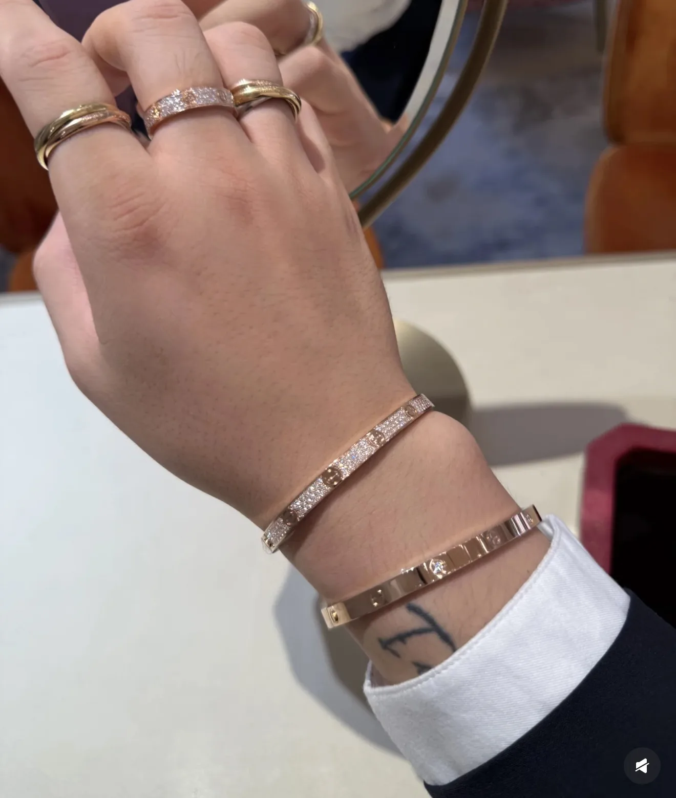 Love Bangle with 4 Diamonds (Gold-Plated Brass) D21016889 — view 3
