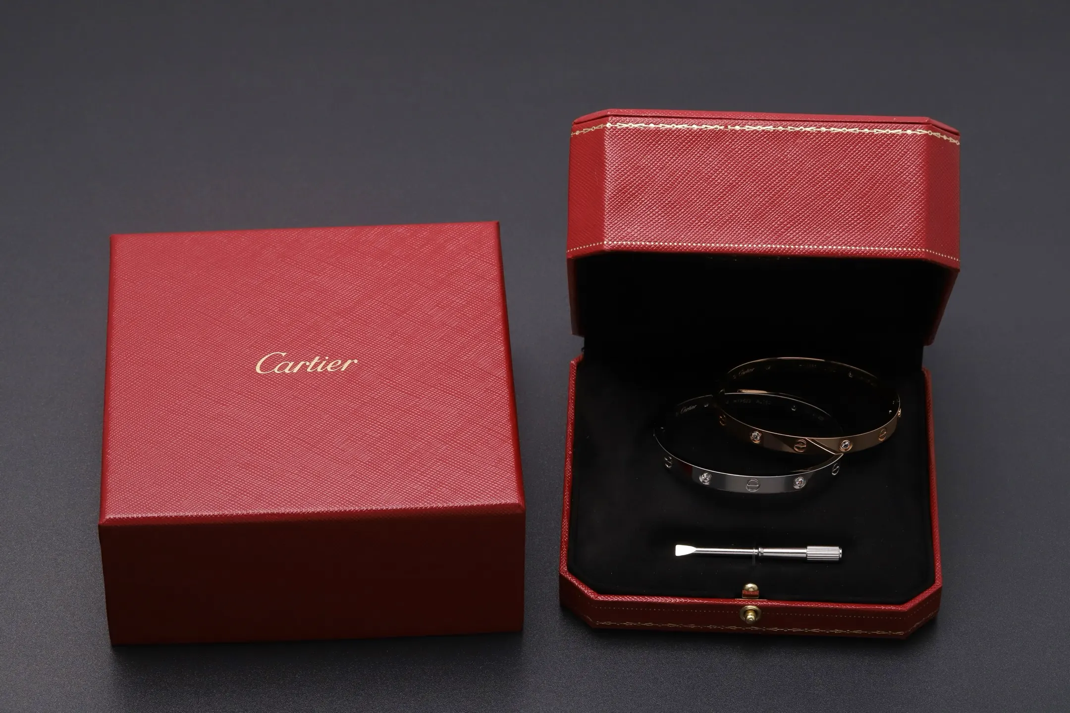 Love Bangle with 4 Diamonds (Gold-Plated Brass) D21016890 — view 2