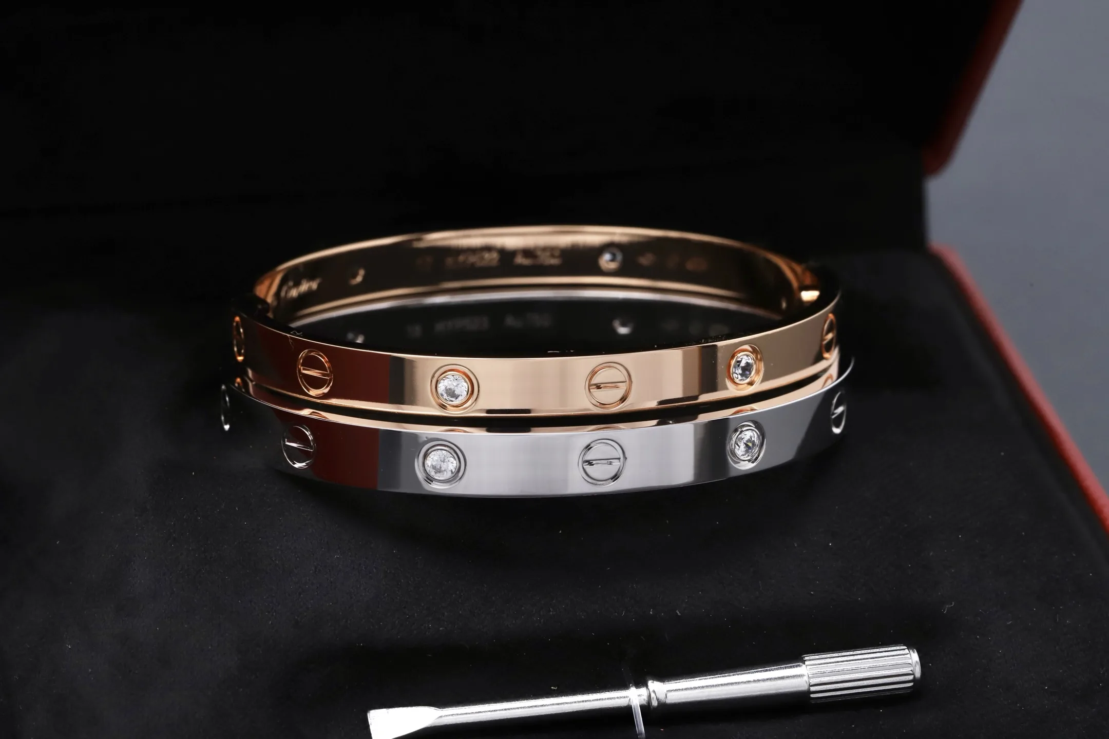 Love Bangle with 4 Diamonds (Gold-Plated Brass) D21016890 — view 3