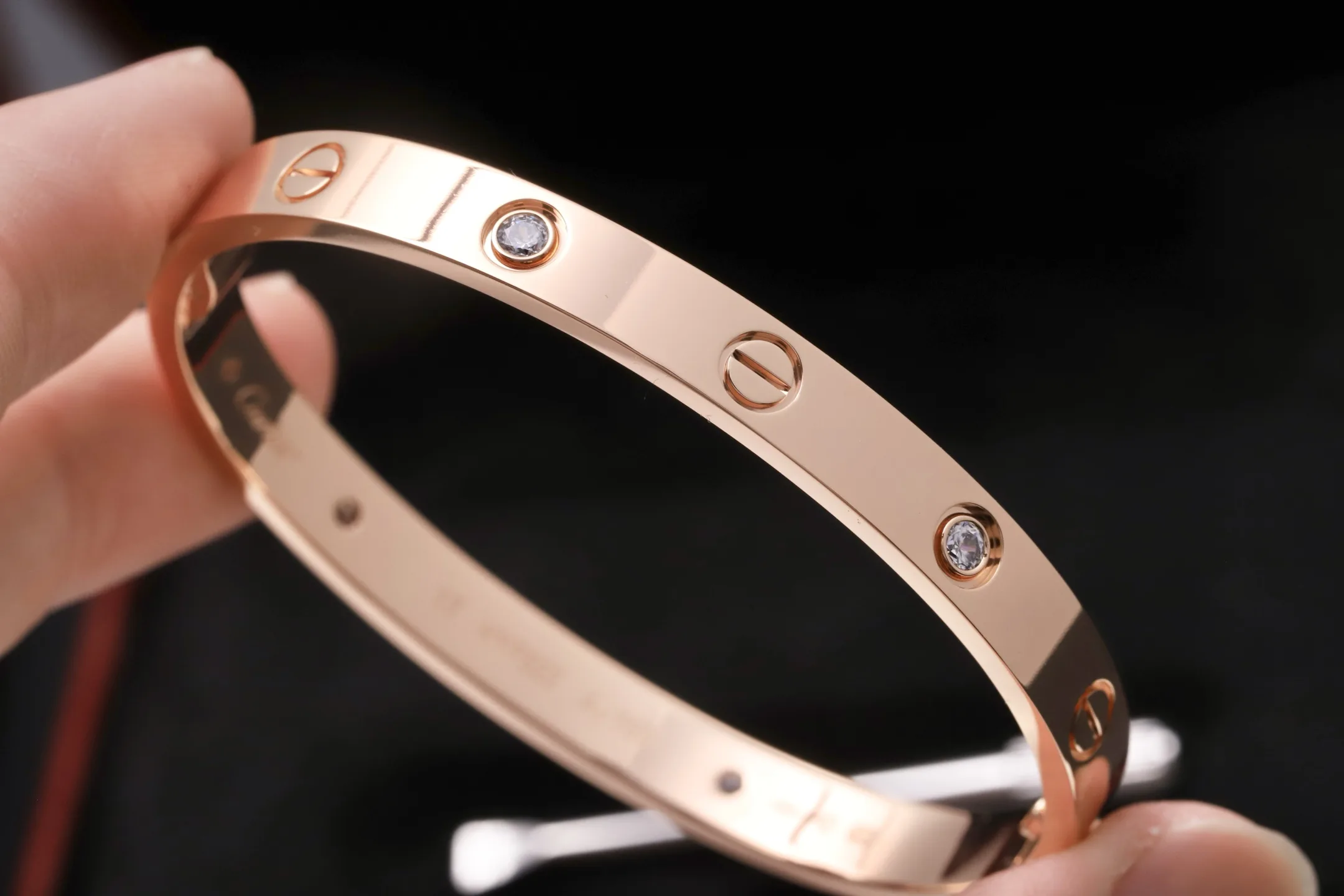 Love Bangle with 4 Diamonds (Gold-Plated Brass) D21016890 — view 4