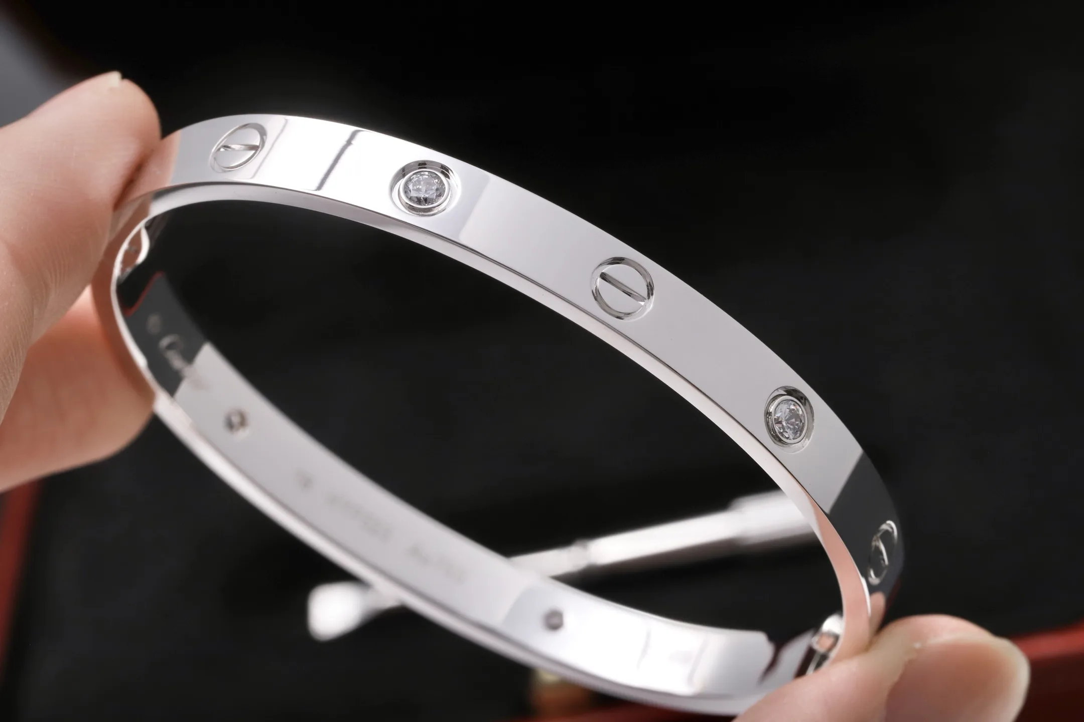 Love Bangle with 4 Diamonds (Gold-Plated Brass) D21016890 — view 5