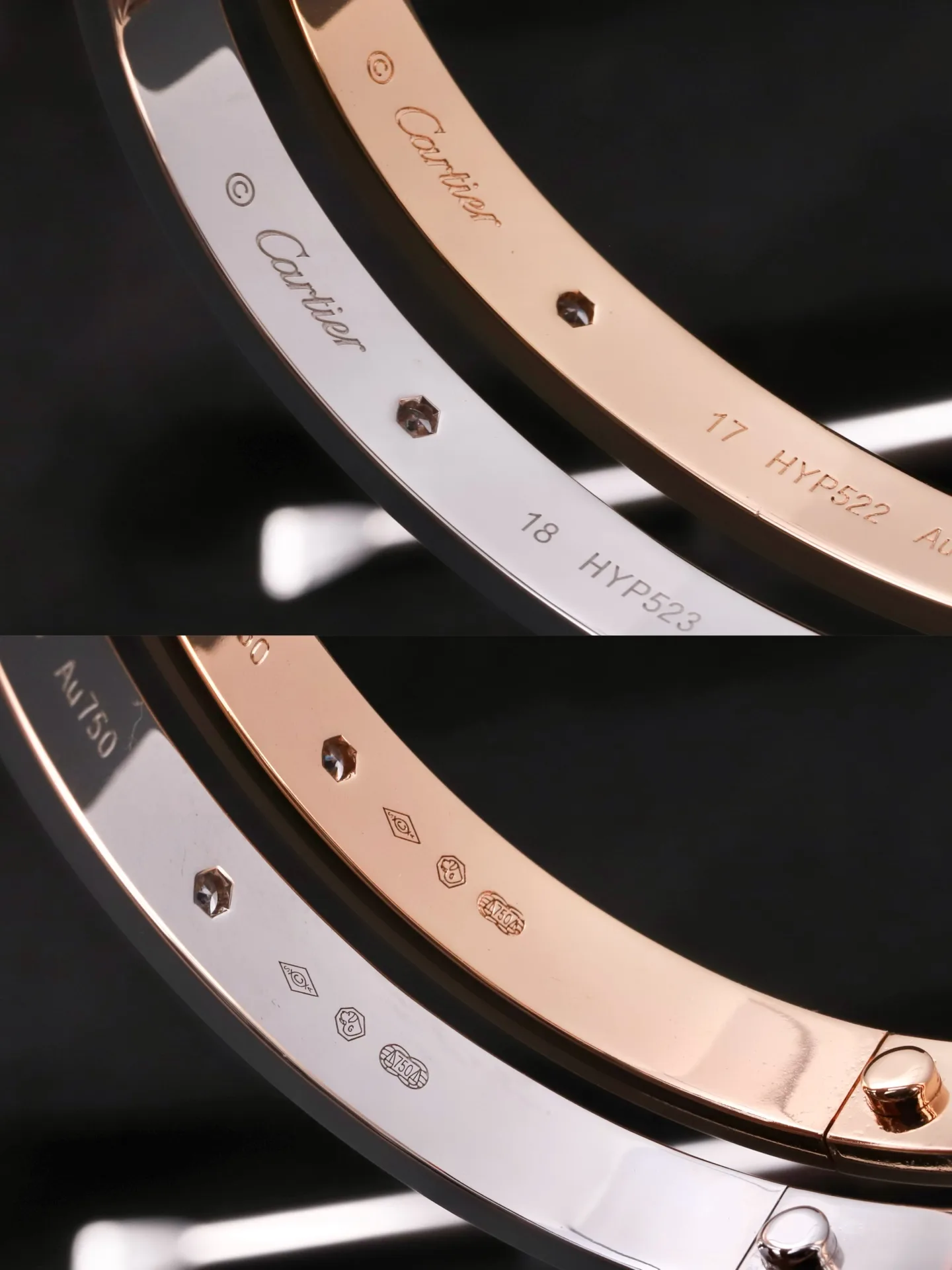 Love Bangle with 4 Diamonds (Gold-Plated Brass) D21016890 — view 6