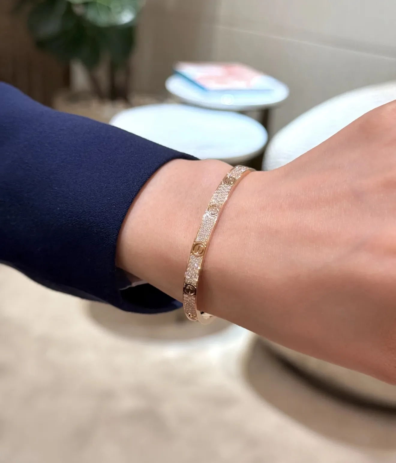 Love Pave Diamond Bangle (Gold-Plated Brass) D29516891 — view 3