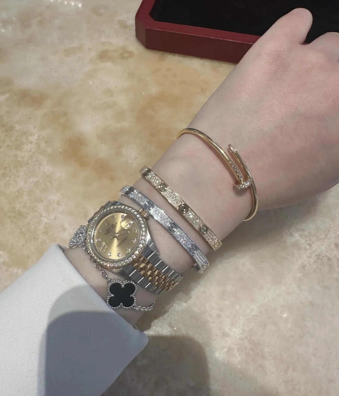 Love Pave Diamond Bangle (Gold-Plated Brass) D29516891 — view 5