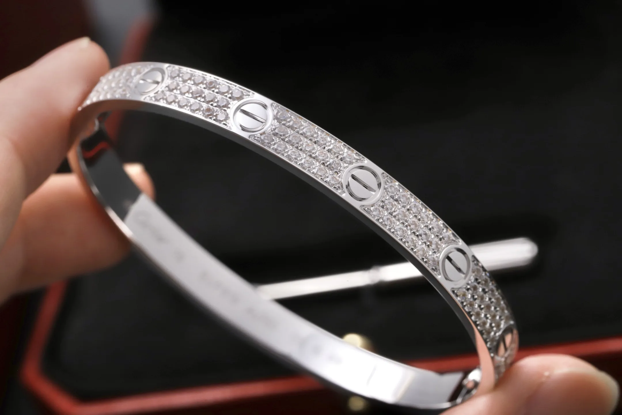 Love Pavé Diamond-Set Bangle (Gold-Plated Brass) D29516892 — view 5