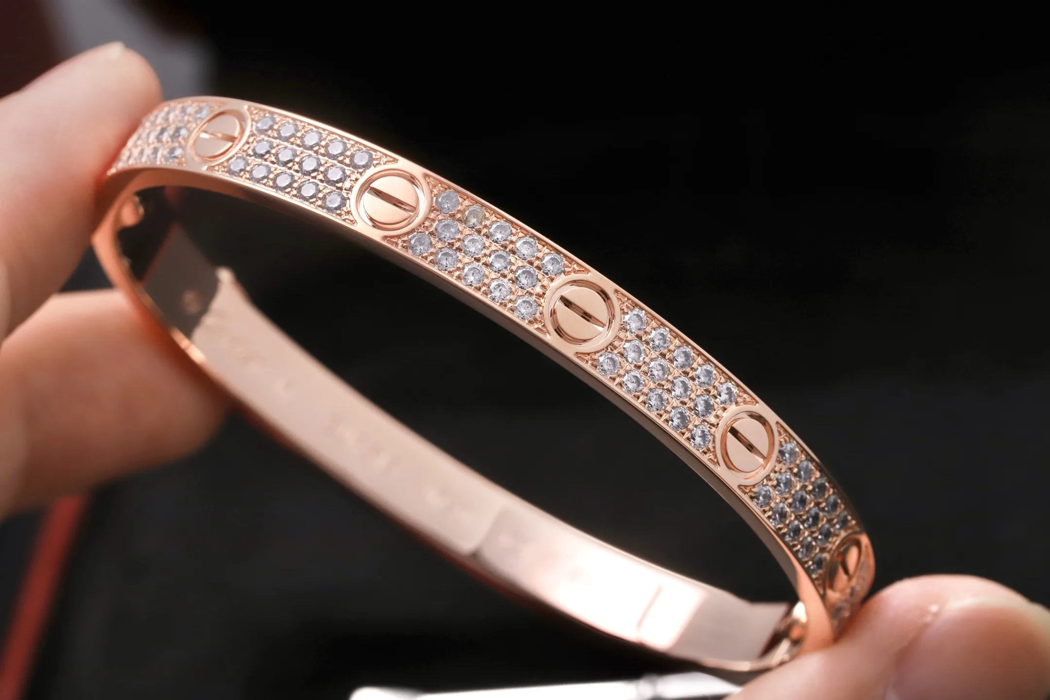 Love Pavé Diamond-Set Bangle (Gold-Plated Brass) D29516892 — view 6