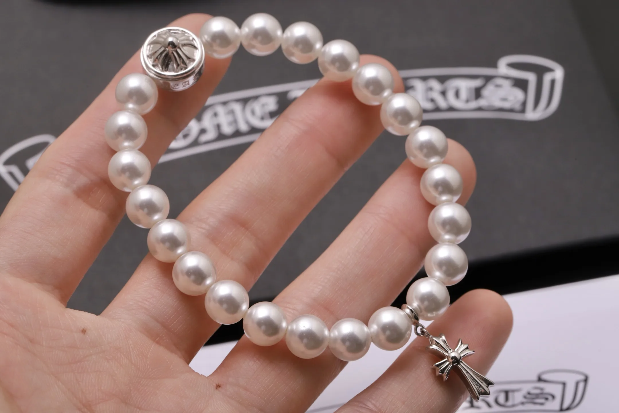 Chrome Hearts x Mikimoto Pearl Cross Bracelet D21517397 — view 5