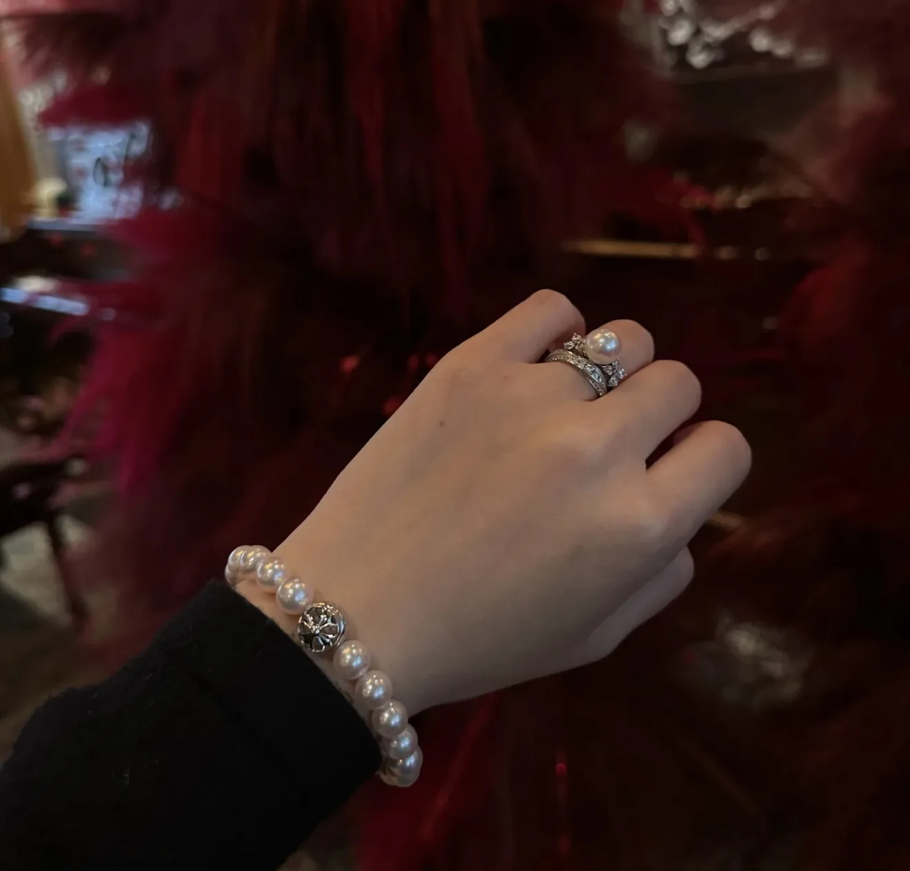 Chrome Hearts x Mikimoto Pearl Cross Bracelet (Sterling Silver) D21517396 — view 6