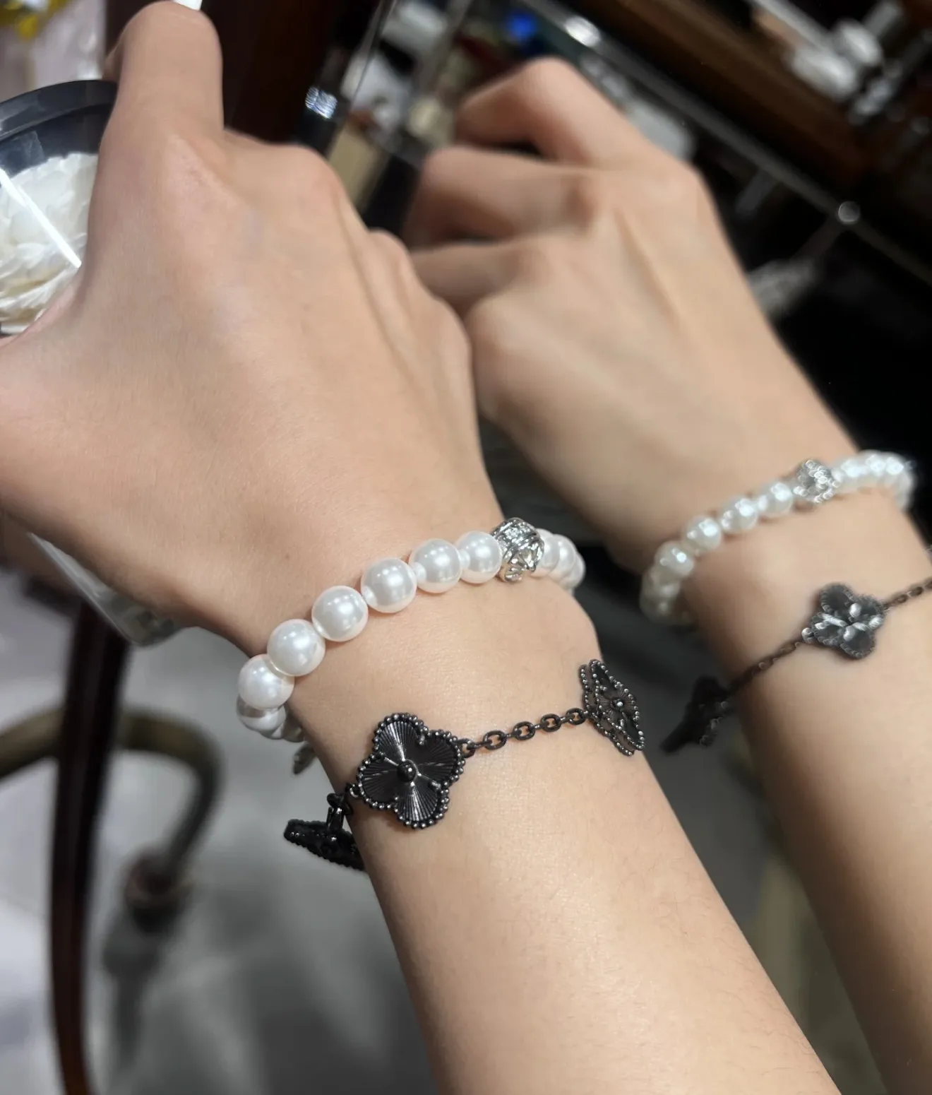Chrome Hearts x Mikimoto Pearl Cross Bracelet (Sterling Silver) D21517396 — view 7