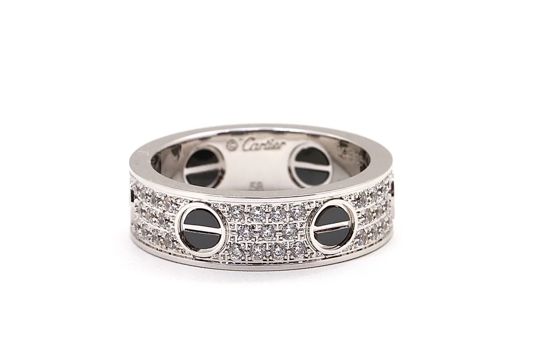 Love Pave Diamond and Black Ceramic Ring (Gold-Plated Brass) D20016881