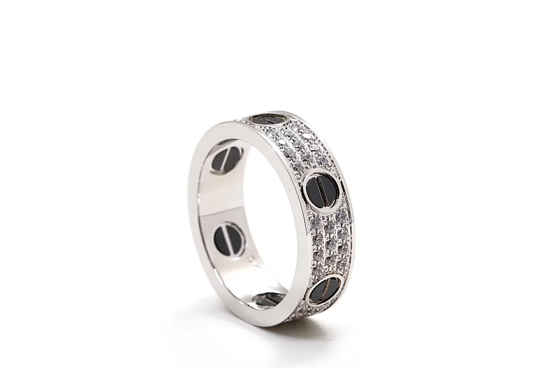 Love Pave Diamond and Black Ceramic Ring (Gold-Plated Brass) D20016881 — view 2