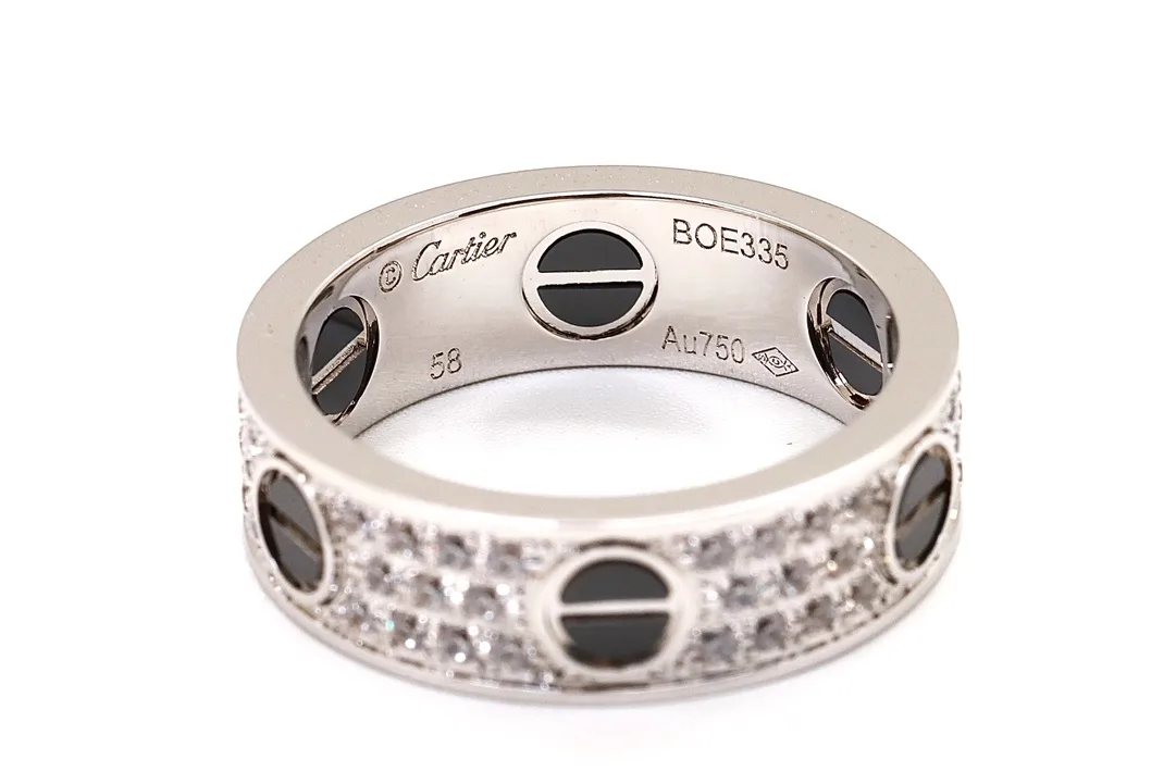 Love Pave Diamond and Black Ceramic Ring (Gold-Plated Brass) D20016881 — view 3