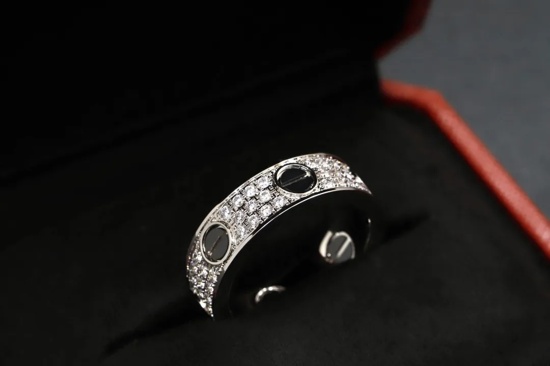 Love Pave Diamond and Black Ceramic Ring (Gold-Plated Brass) D20016881 — view 5