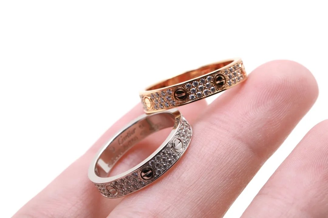 Love Pavé Diamond-Set Ring (Gold-Plated Brass) D17517072 — view 6