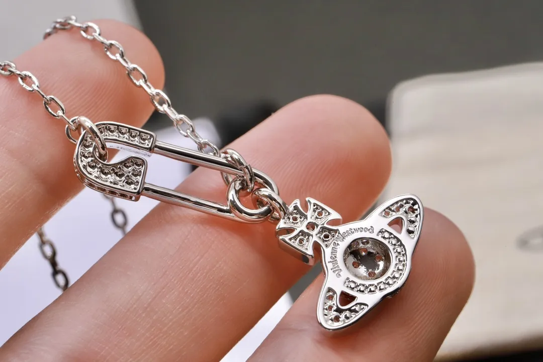 Orb and Safety Pin Crystal Pendant Necklace D15016991 — view 7