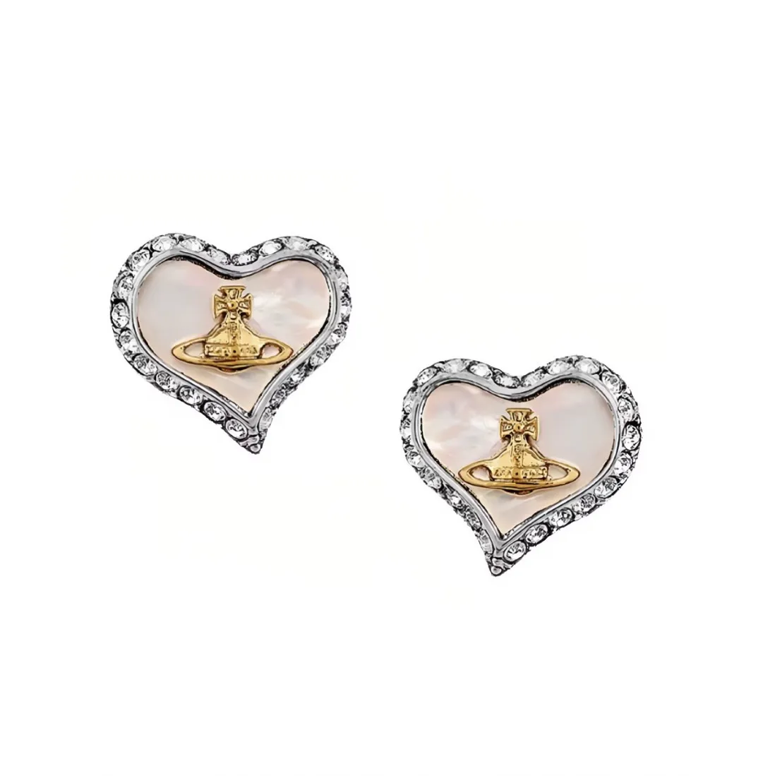 Mother-of-Pearl Heart Orb Stud Earrings D14016980
