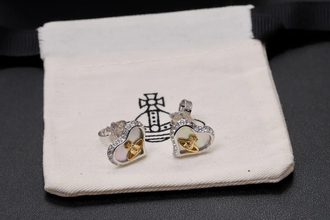 Mother-of-Pearl Heart Orb Stud Earrings D14016980 — view 3