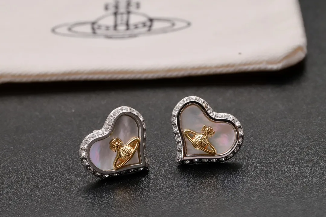 Mother-of-Pearl Heart Orb Stud Earrings D14016980 — view 4