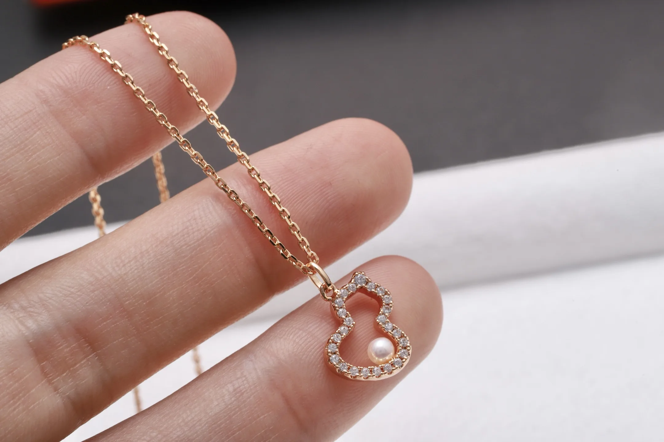 Wulu Pearl and Diamond Pendant Necklace (Gold-Plated Brass) D14517045 — view 6
