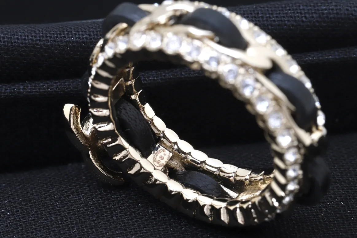 Double C Leather-Intertwined Crystal Ring D14017348 — view 7