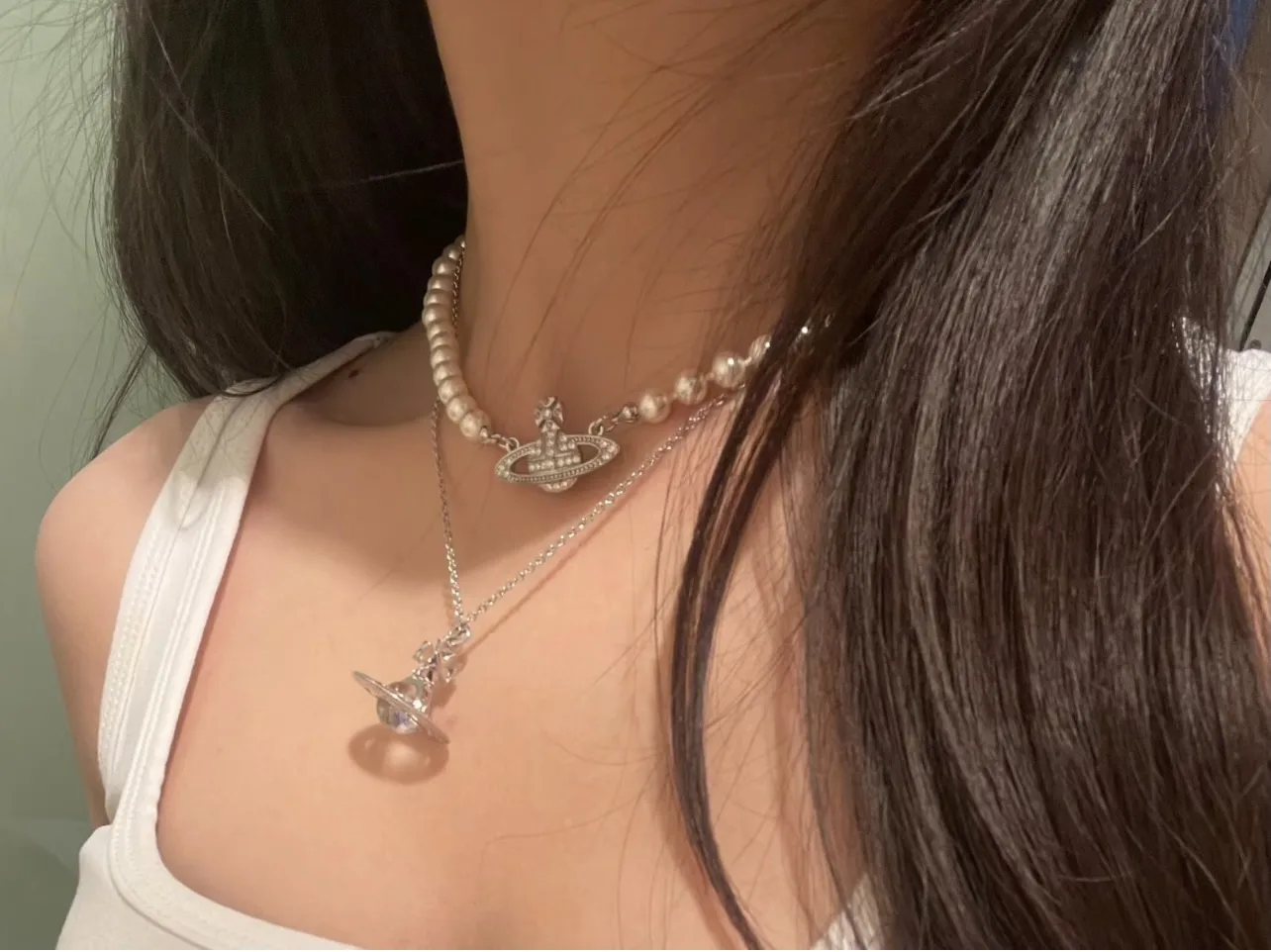 Crystal-Embellished Orb Pendant Necklace D14016993 — view 8