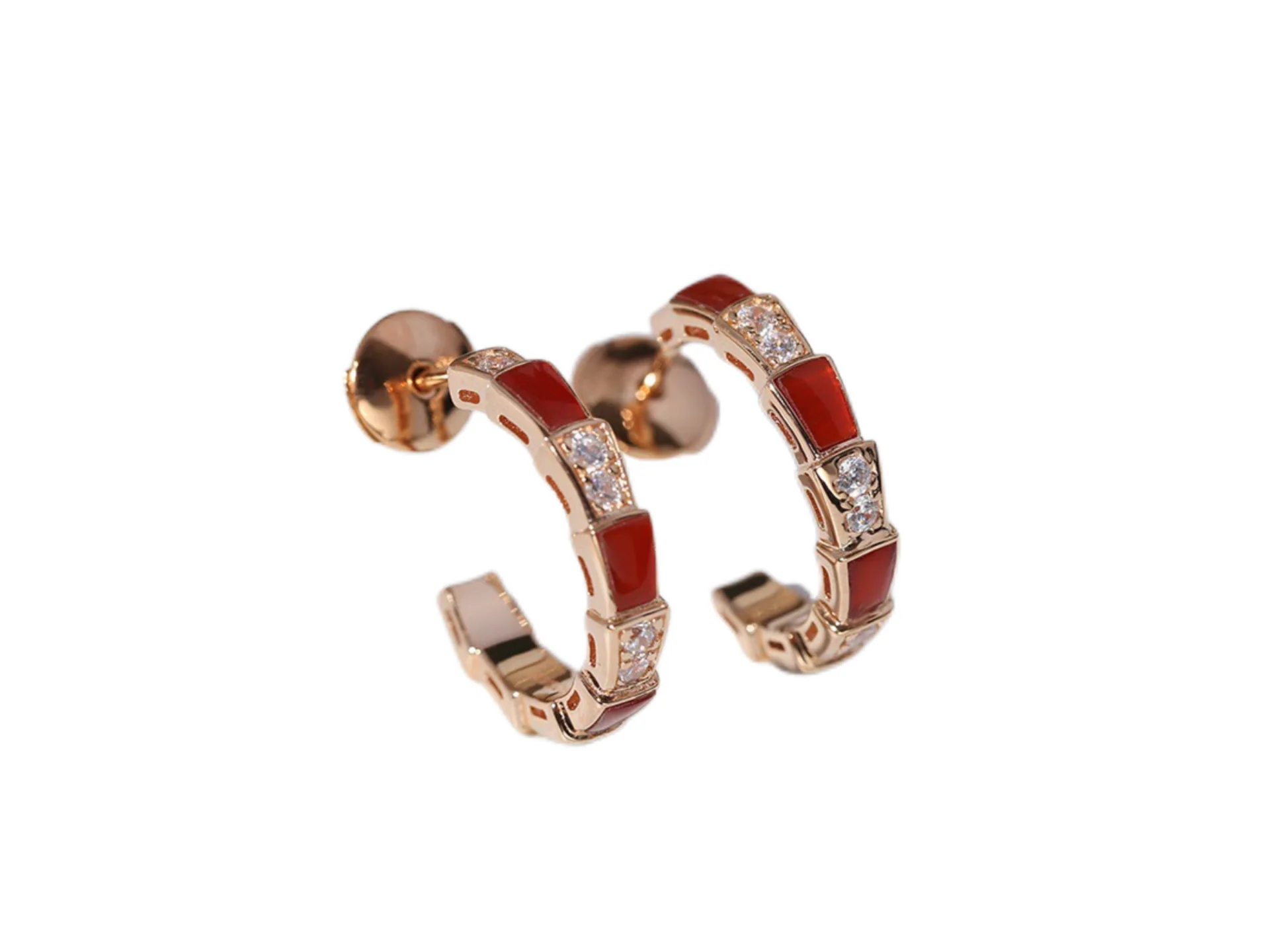 Serpenti-Inspired Carnelian and Zirconia Hoop Earrings D19516762