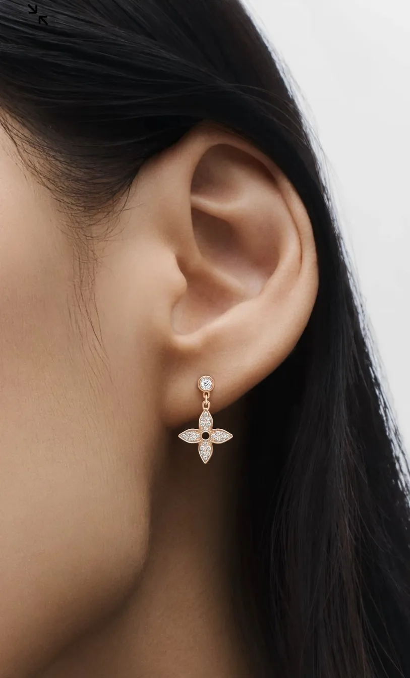 Monogram Flower Crystal Drop Earrings D11016807 — view 7