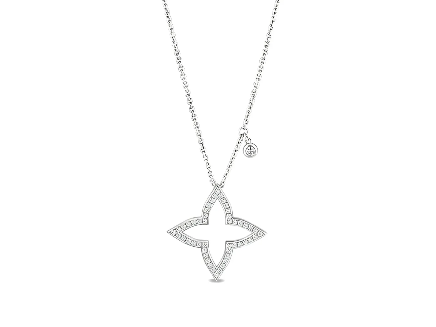 Monogram Flower Diamond-Set Pendant Necklace (Gold-Plated Brass) D15017041