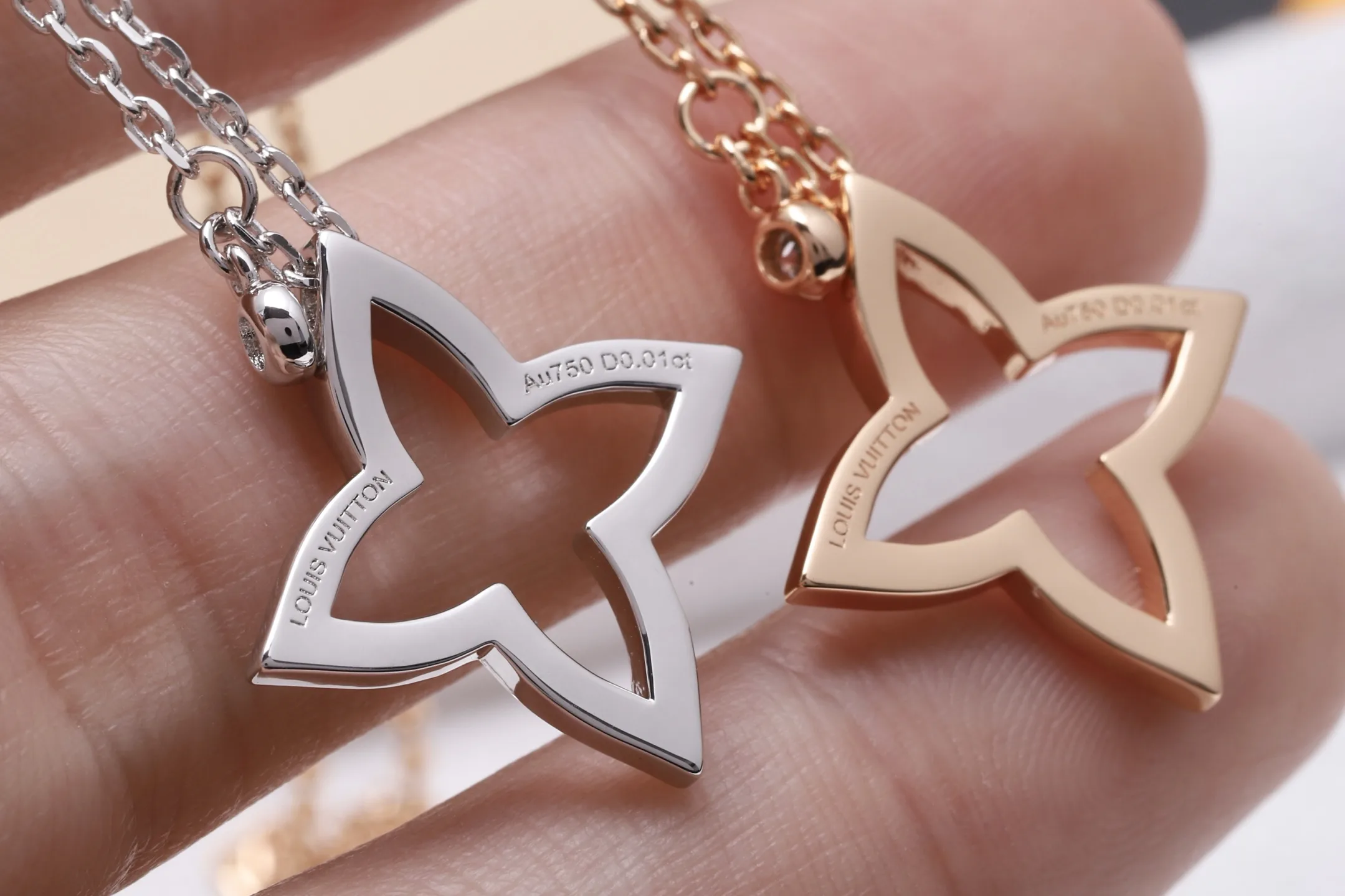 Monogram Flower Diamond-Set Pendant Necklace (Gold-Plated Brass) D15017041 — view 6