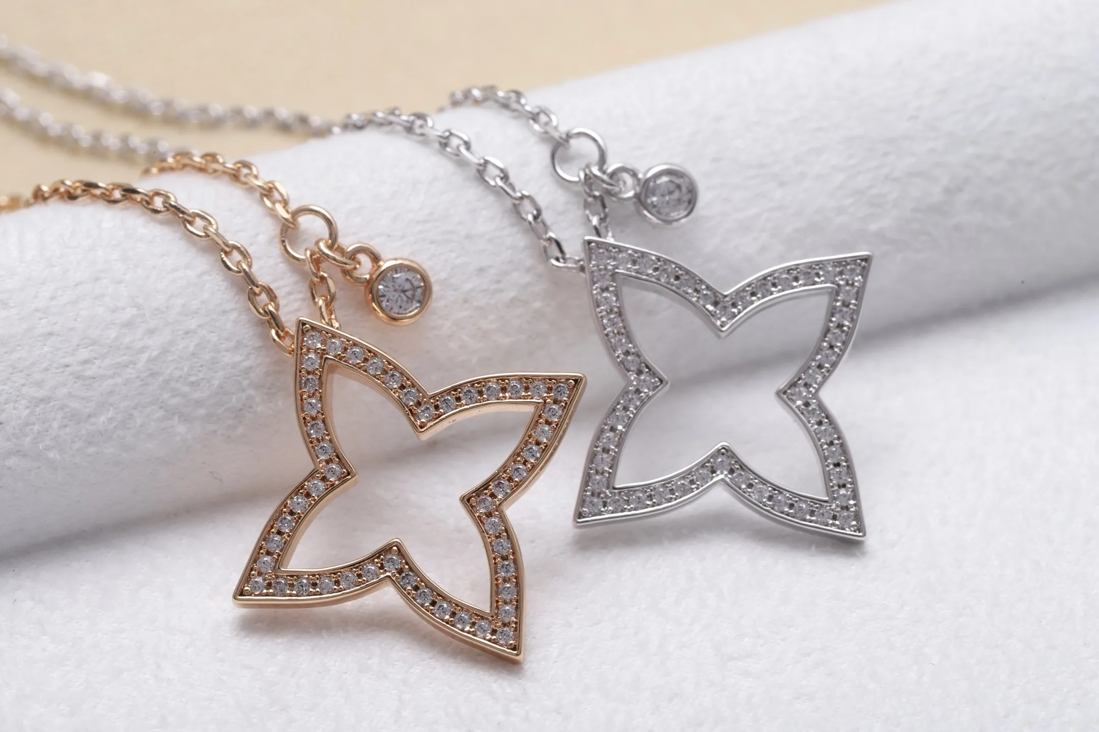 Monogram Flower Diamond-Set Pendant Necklace (Gold-Plated Brass) D15017041 — view 7