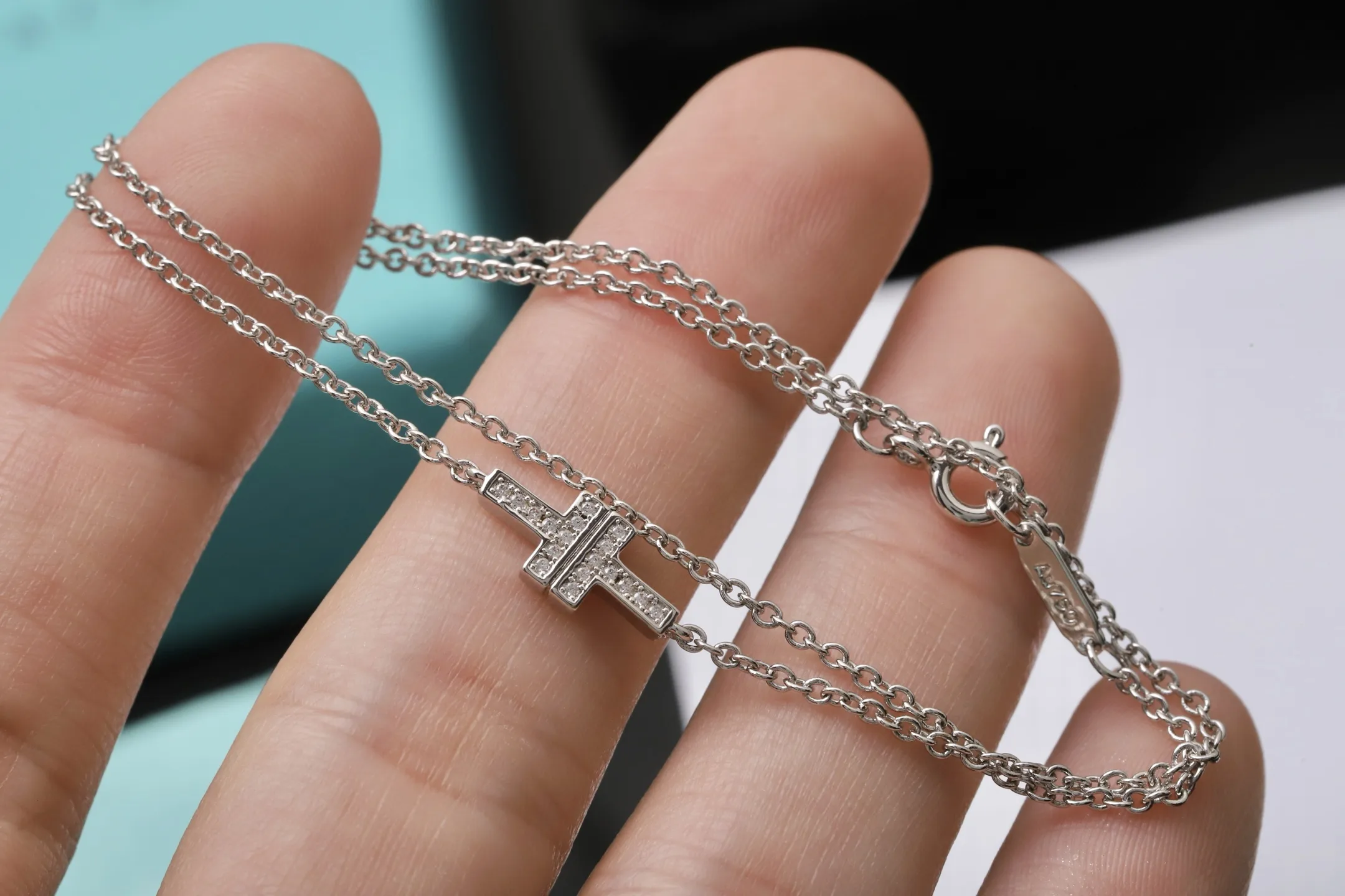 Tiffany T Diamond Double Chain Bracelet D14517384 — view 4