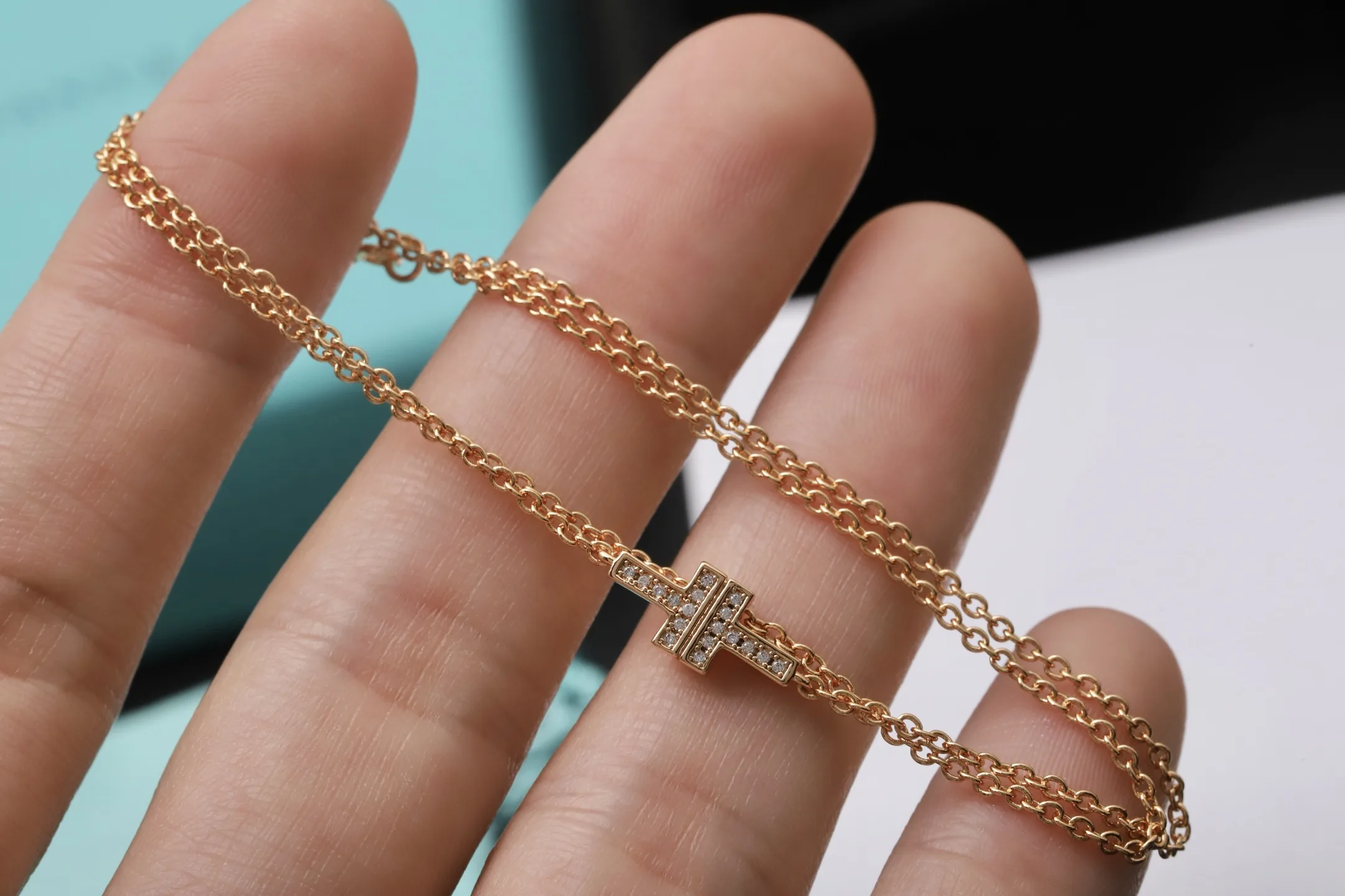 Tiffany T Diamond Double Chain Bracelet D14517384 — view 5