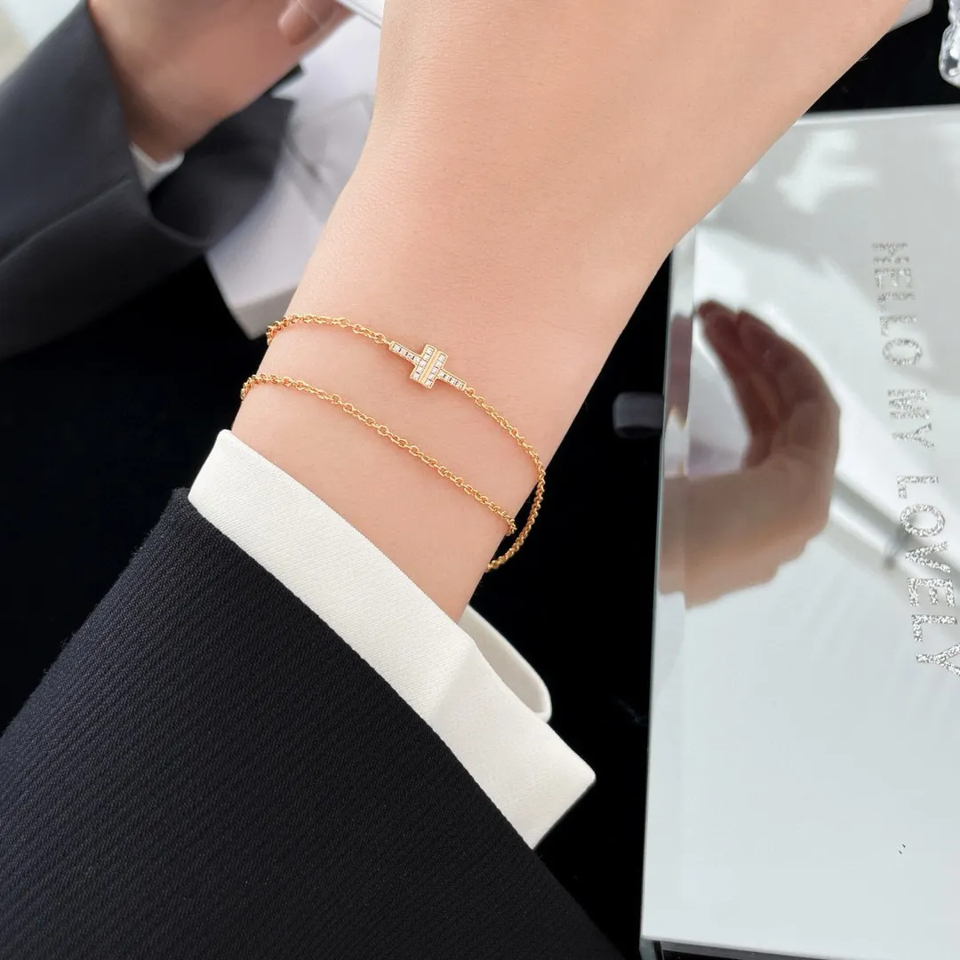 Tiffany T Diamond Double Chain Bracelet D14517384 — view 9