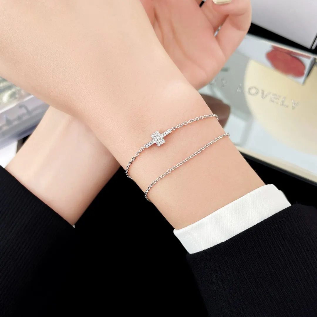 Tiffany T Diamond Double Chain Bracelet D14517384 — view 10