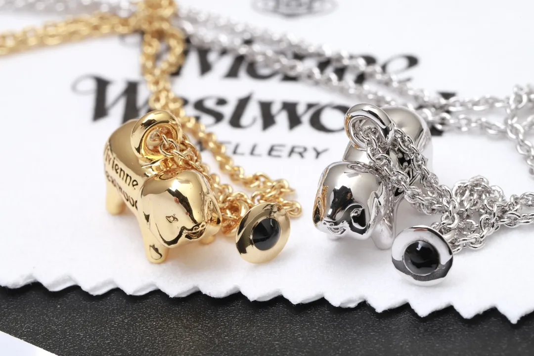 Pig Orb Pendant Necklace with Swarovski Crystals D14016988 — view 3