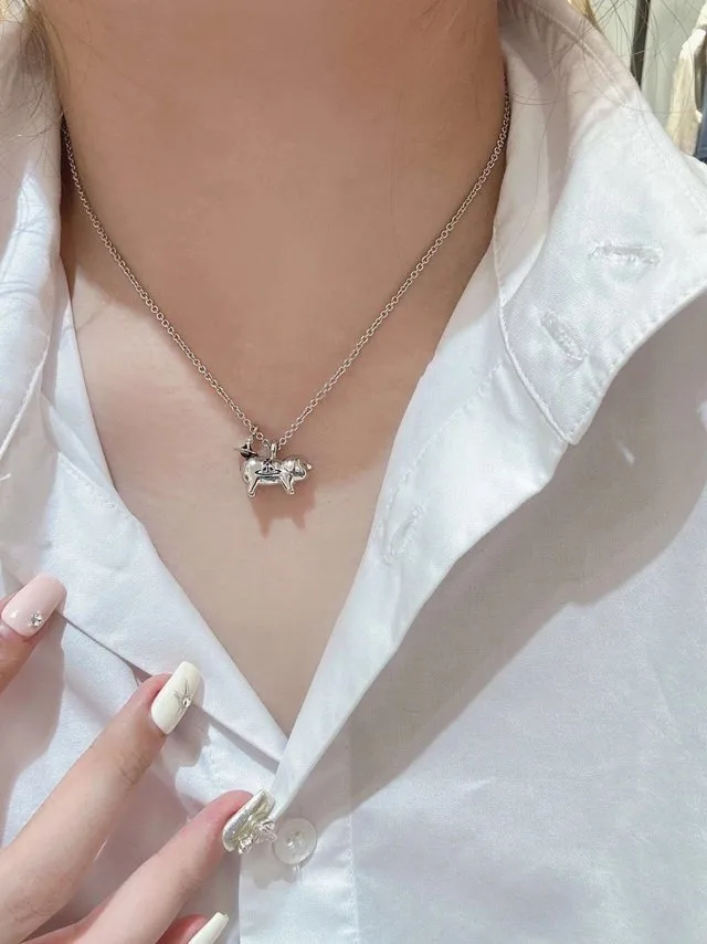 Pig Orb Pendant Necklace with Swarovski Crystals D14016988 — view 8