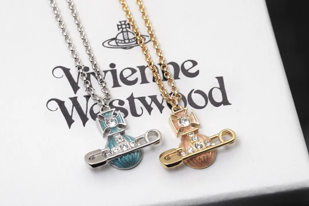 Enamel Orb Safety Pin Pendant Necklace D14016987 — view 2