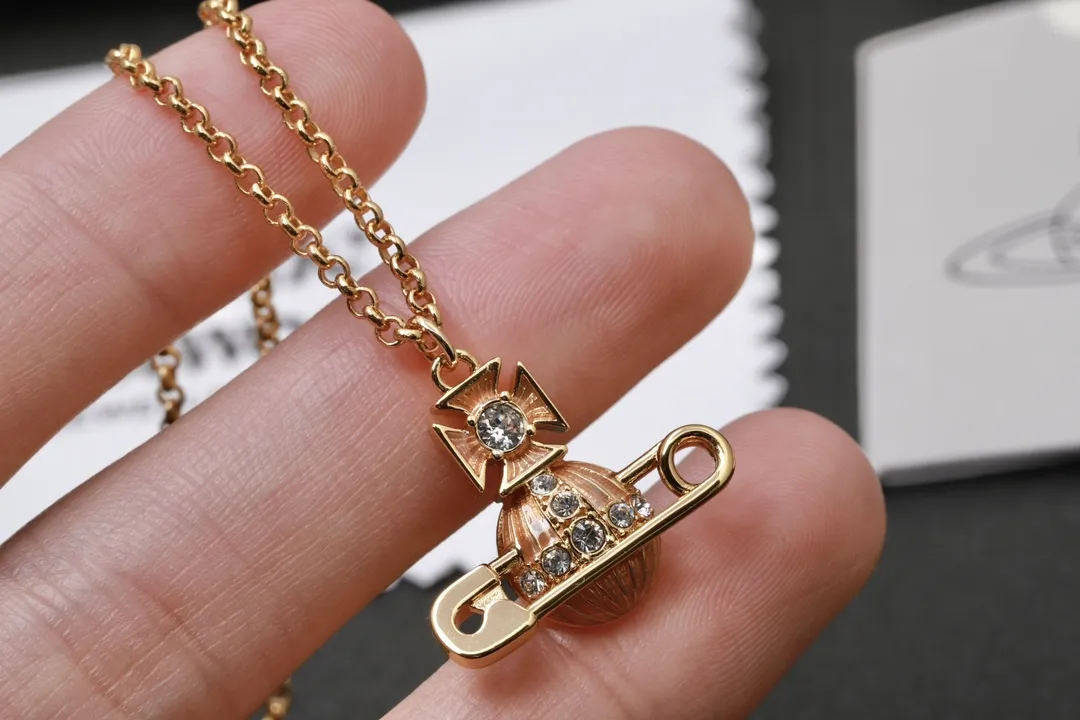 Enamel Orb Safety Pin Pendant Necklace D14016987 — view 5