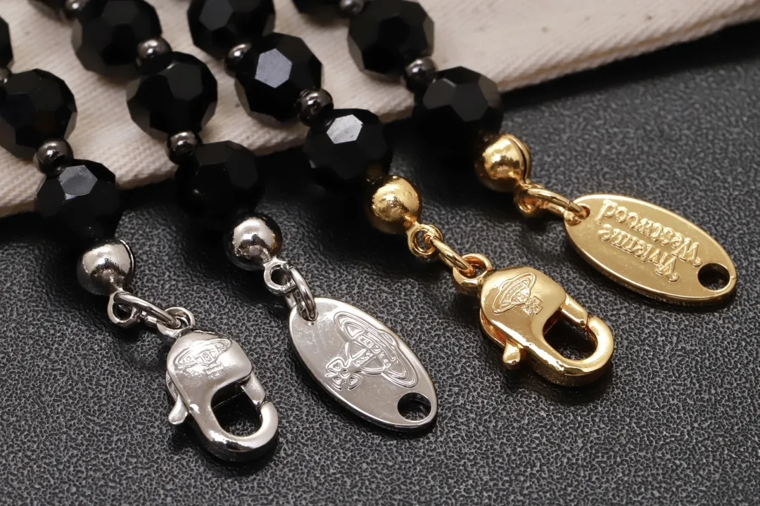 Orb Pendant Black Agate Beaded Necklace D16516990 — view 8